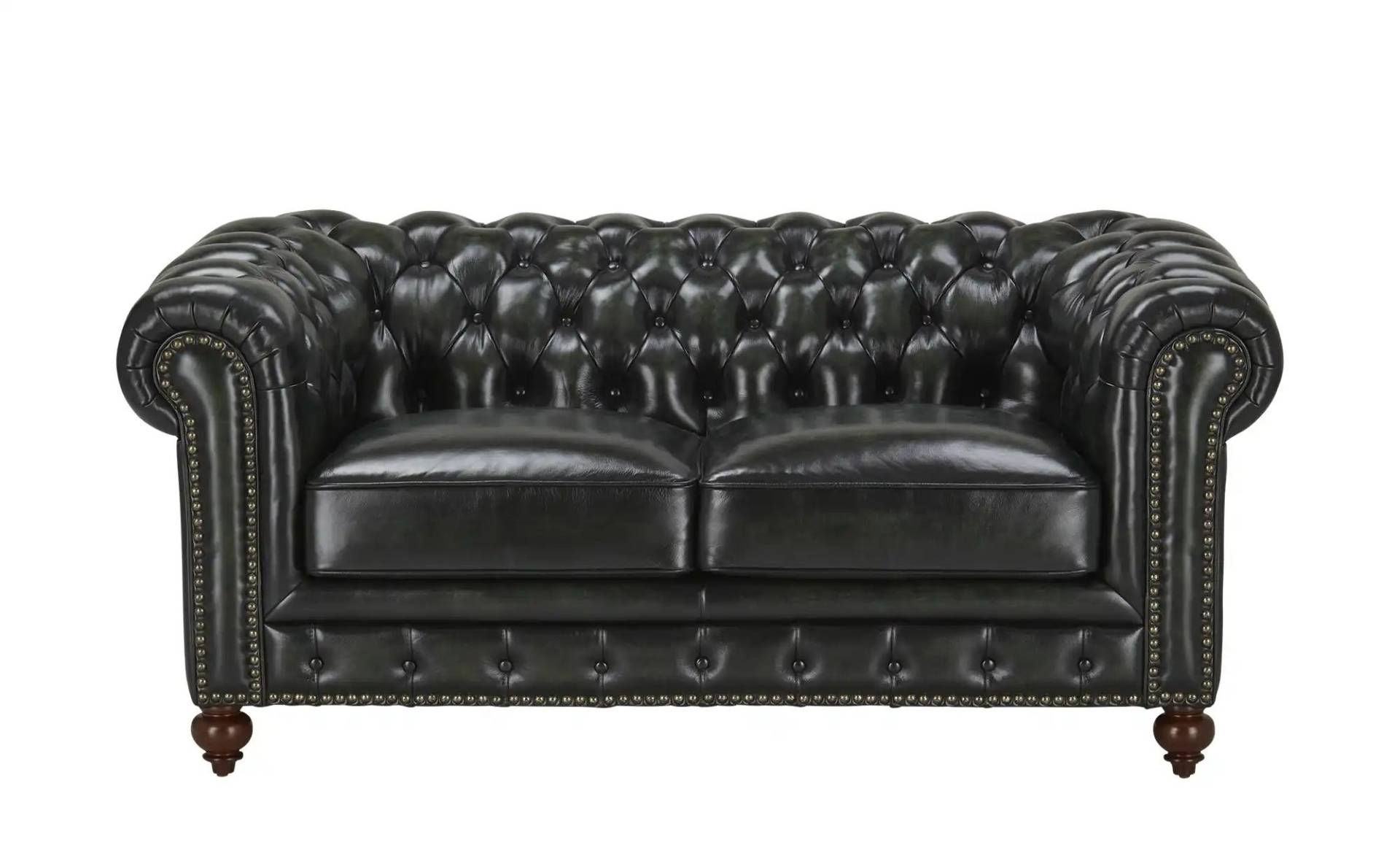 uno Ledersofa im Vintagelook Chesterfield ¦ grün ¦ Maße (cm): B: 183 H: 80 T: 100 Polstermöbel > Sofas > 2-Sitzer - Höffner