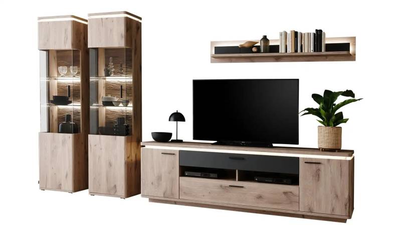 uno Wohnkombination  Kataros ¦ holzfarben ¦ Maße (cm): B: 310 H: 209 T: 50.0 Kommoden & Sideboards > Wohnwände - Höffner