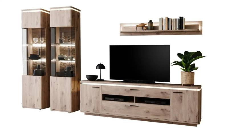 uno Wohnkombination  Kataros ¦ holzfarben ¦ Maße (cm): B: 310 H: 209 T: 50.0 Kommoden & Sideboards > Wohnwände - Höffner