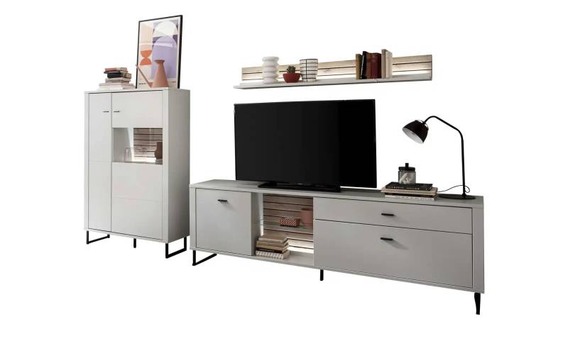 uno Wohnkombination  Leni ¦ grau ¦ Maße (cm): B: 310 H: 185 T: 44.0 Kommoden & Sideboards > Wohnwände - Höffner