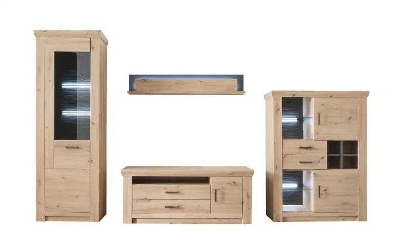 Primo Wohnkombination  Marian ¦ holzfarben ¦ Maße (cm): B: 336 H: 211 T: 55.0 Kommoden & Sideboards > Wohnwände - Möbel Kraft