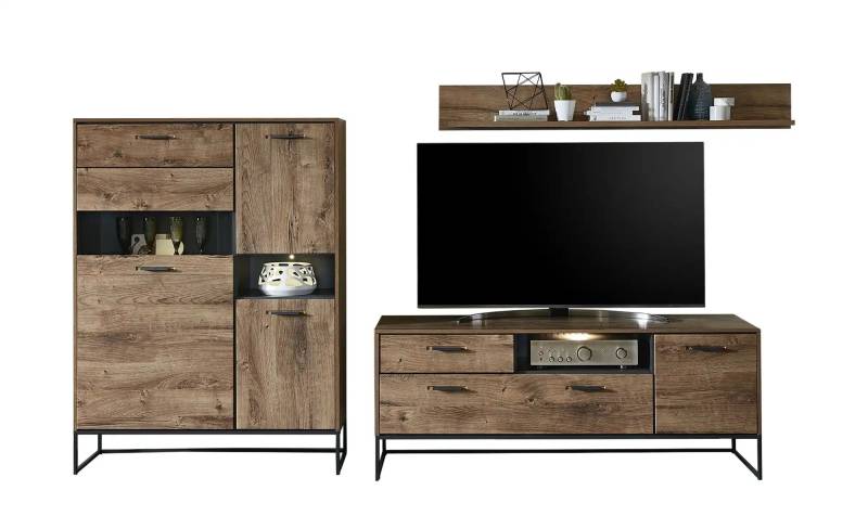 Primo Wohnkombination  New York ¦ holzfarben ¦ Maße (cm): B: 310 H: 165 T: 48.0 Kommoden & Sideboards > Wohnwände - Möbel Kraft