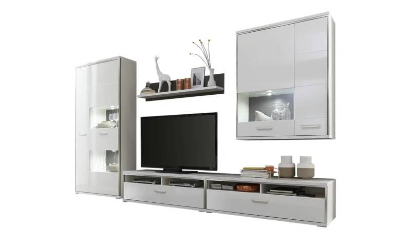 uno Wohnwand   Setto ¦ weiß ¦ Maße (cm): B: 342 H: 201 T: 51.0 Kommoden & Sideboards > Wohnwände - Höffner