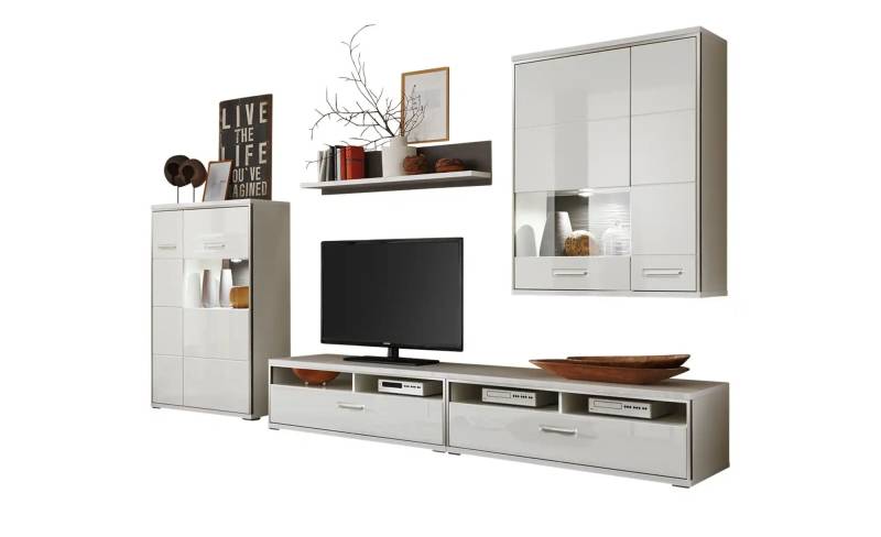 uno Wohnwand   Setto ¦ weiß ¦ Maße (cm): B: 342 H: 201 T: 51.0 Kommoden & Sideboards > Wohnwände - Höffner