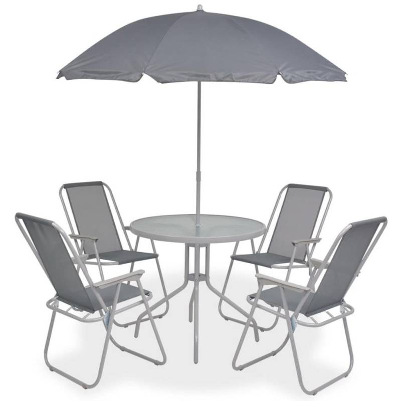 vidaXL GARTEN-ESSGRUPPE Grau
