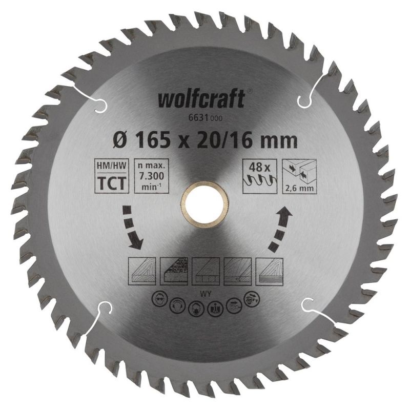 wolfcraft 1 Kreissägeblatt HM 48 Z. ø165x20/16 mm - 6631000 von wolfcraft