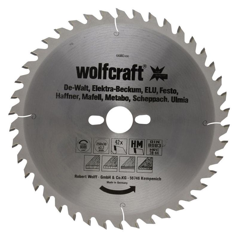wolfcraft 1 Tisch-Kreissägebl. HM, 42 Zähne ø250mm von wolfcraft