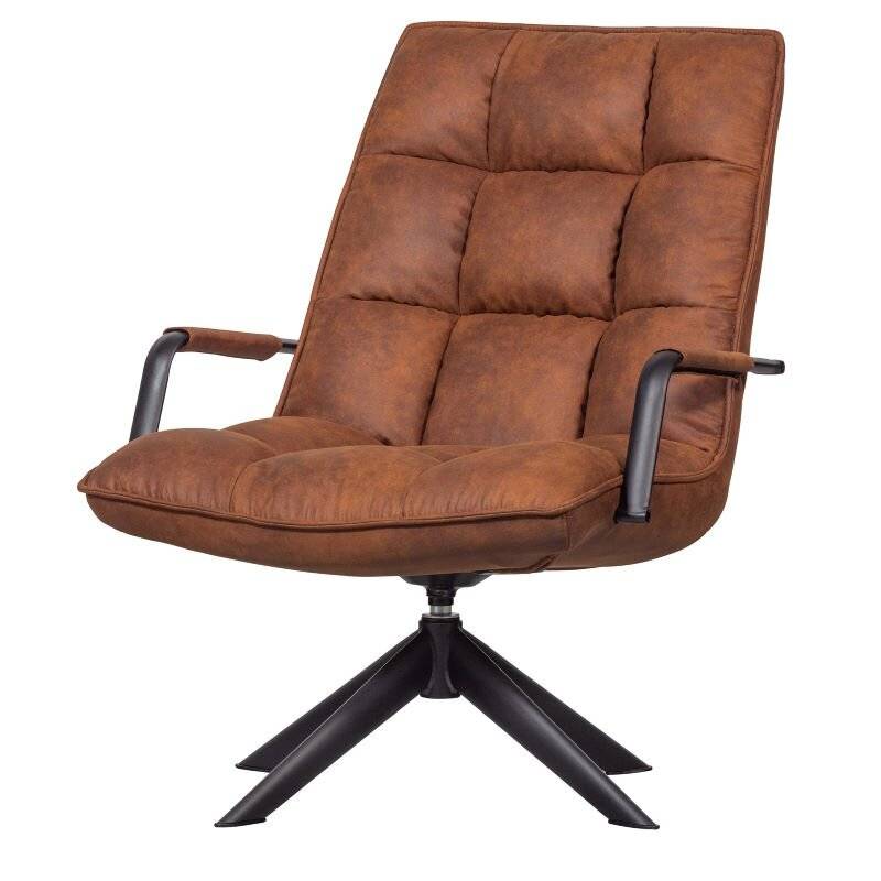 woood - Jouke - Drehsessel mit Armlehne - Kunstleder - Cognac