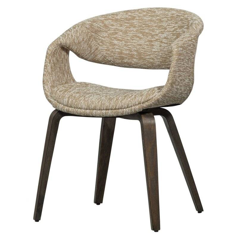 woood - Yossi - 2er Set Esszimmerstuhl mit Holzbein dunkelbraun - Sand
