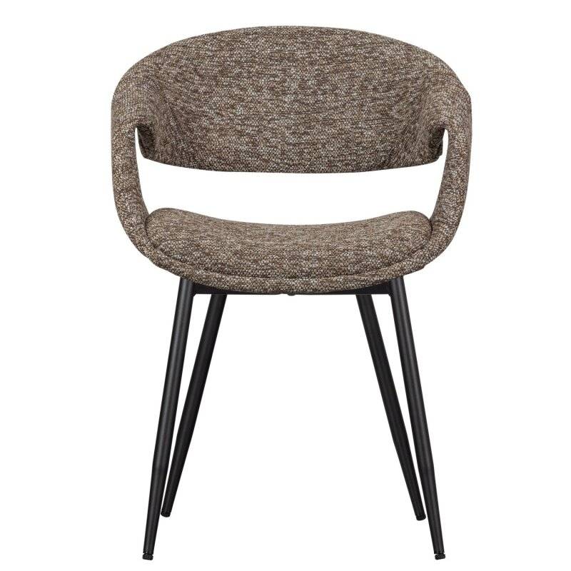 woood - Yossi - 2er Set Esszimmerstuhl mit Metallbeine schwarz - Braun