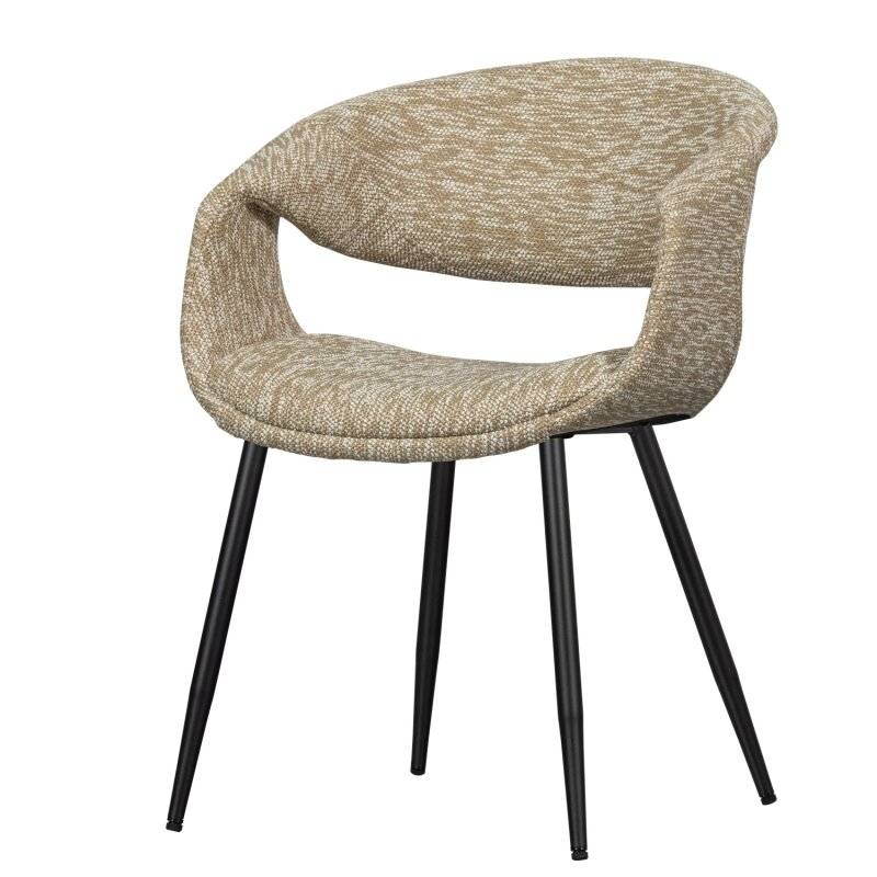 woood - Yossi - 2er Set Esszimmerstuhl mit Metallbeine schwarz - Sand