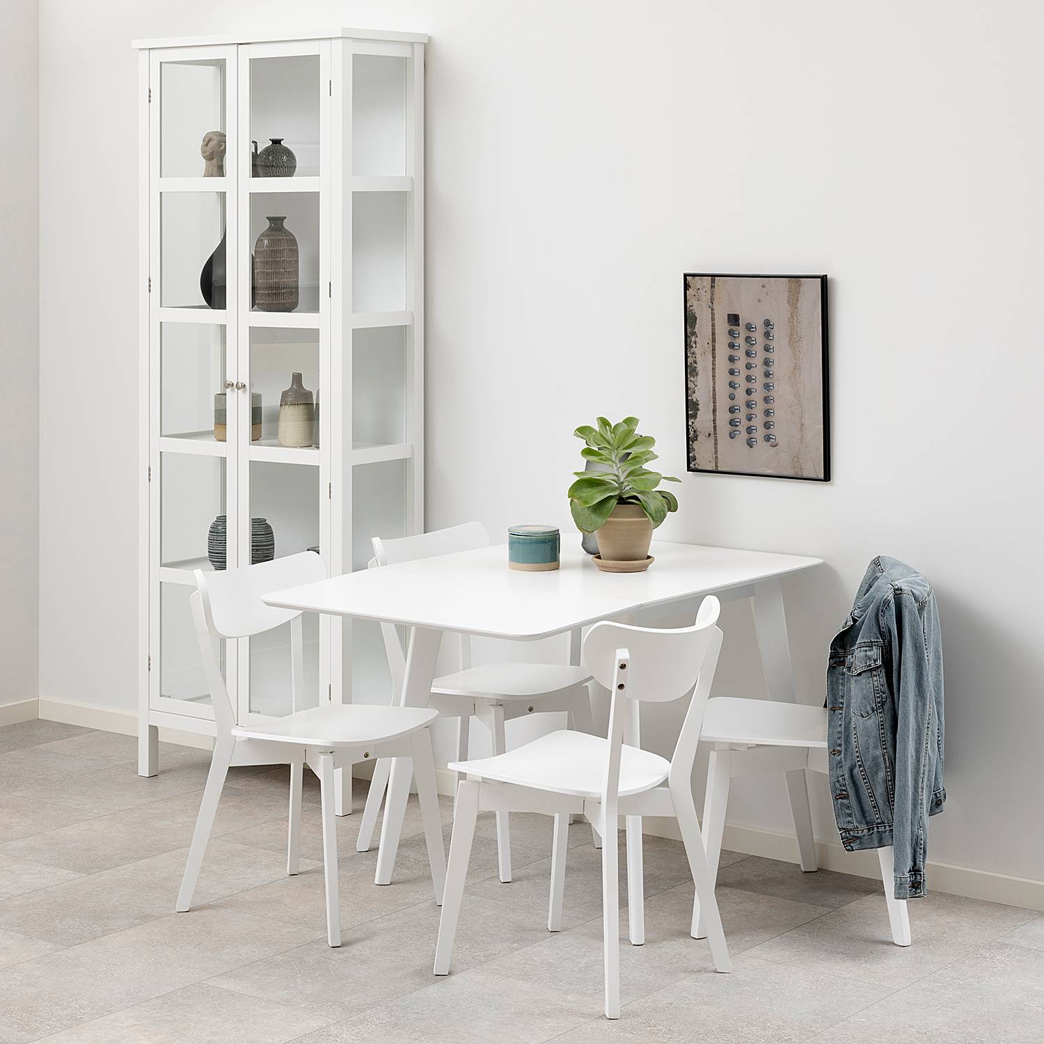 home24 Esszimmerstuhl 2er-Set 45 x 80 x 55cm Weiß/Weiß von home24