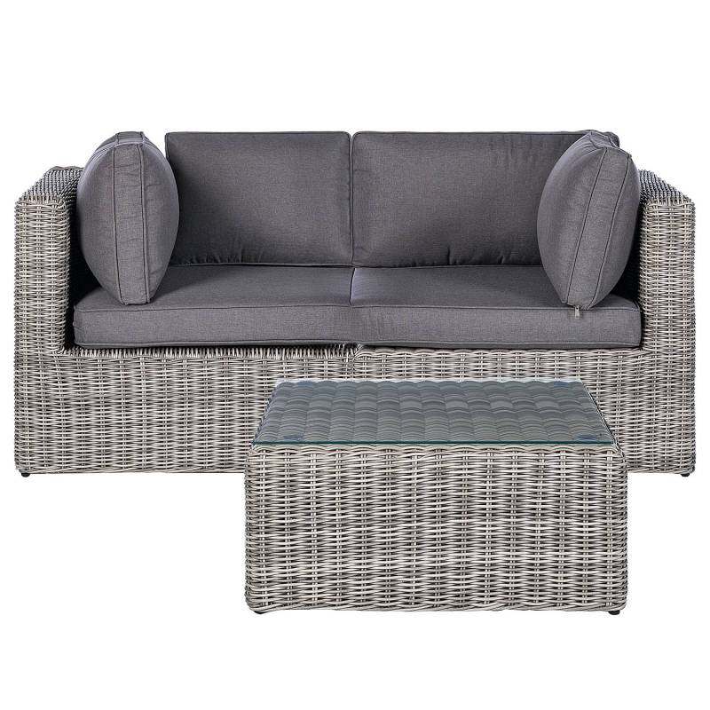 Loungeset Voia aus Polyrattan 3-teilig B von Jardi