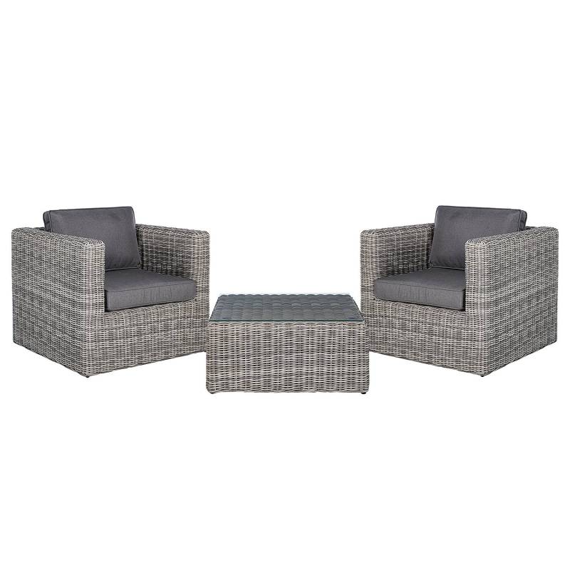 Loungeset Voia aus Polyrattan 3-teilig C von Jardi