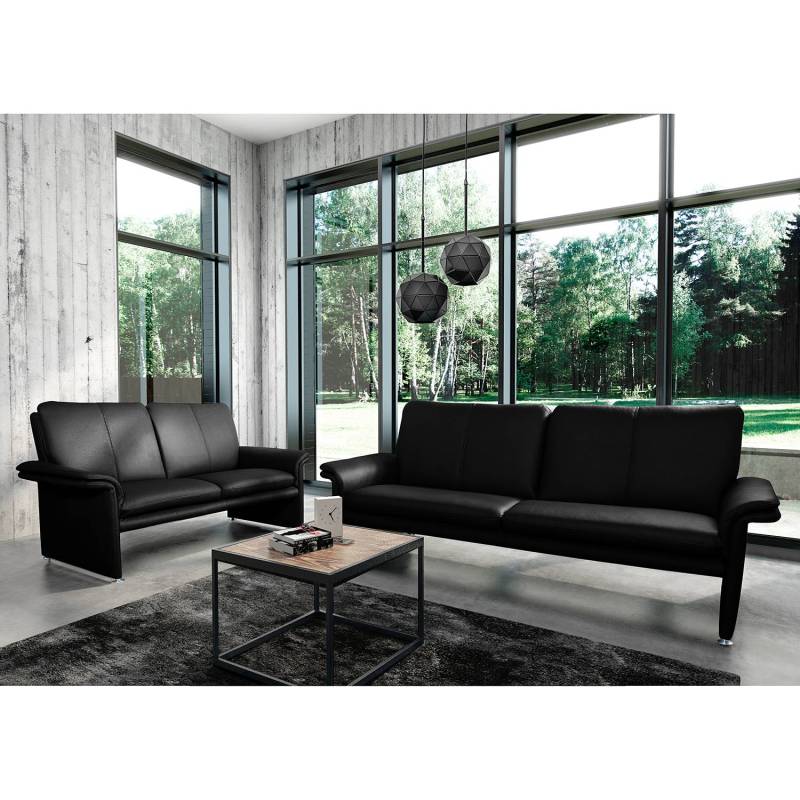 Modoform Sofa Capri 2-Sitzer Schwarz Echtleder 164x90x88 cm (BxHxT) Modern von home24