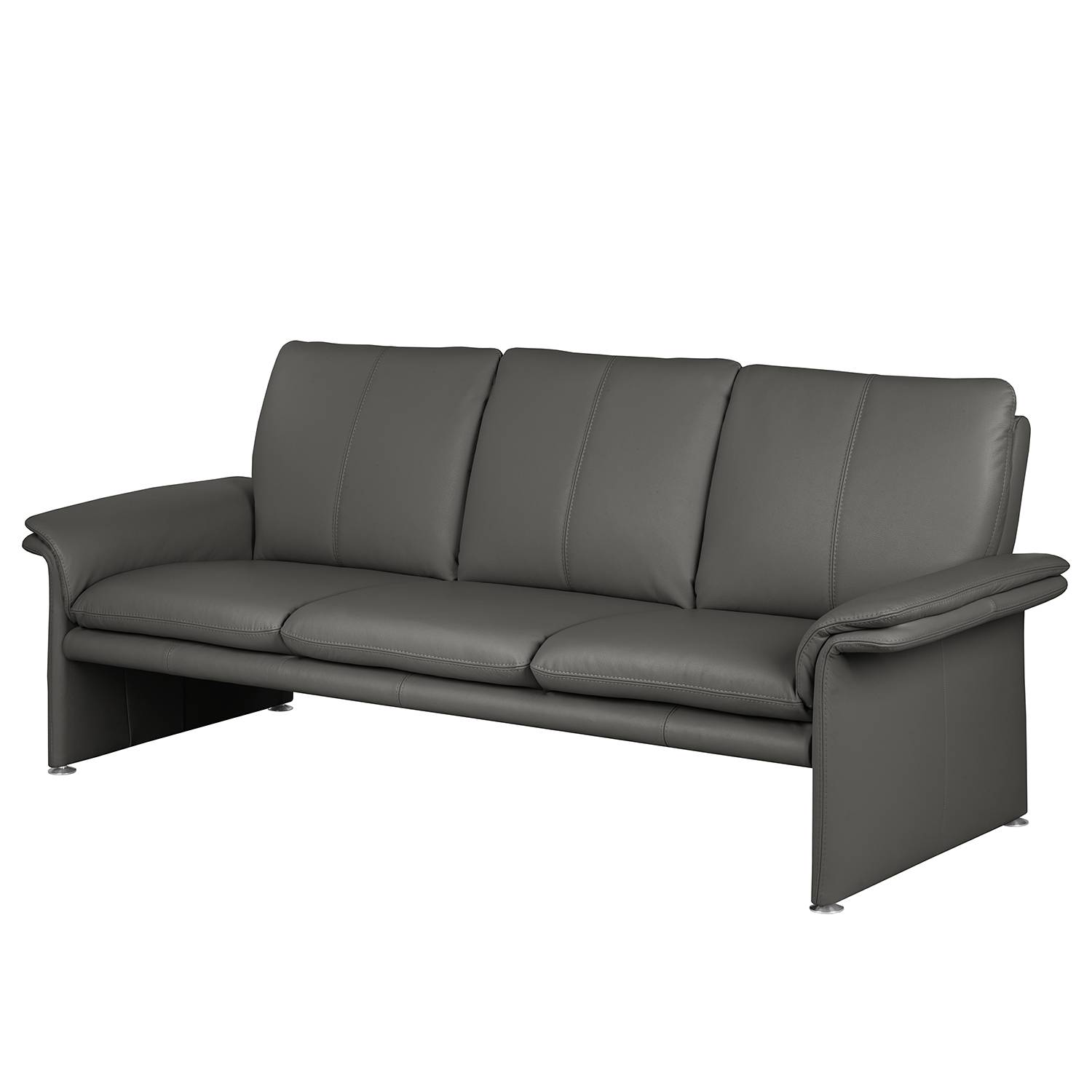 Modoform Sofa Capri 3-Sitzer Anthrazit Echtleder 214x90x88 cm (BxHxT) Modern von home24