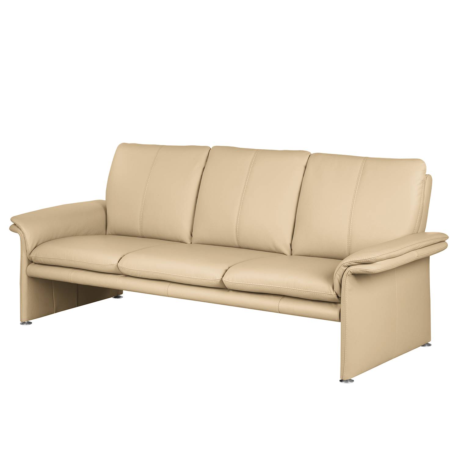 Modoform Sofa Capri 3-Sitzer Beige Echtleder 214x90x88 cm (BxHxT) Modern von home24