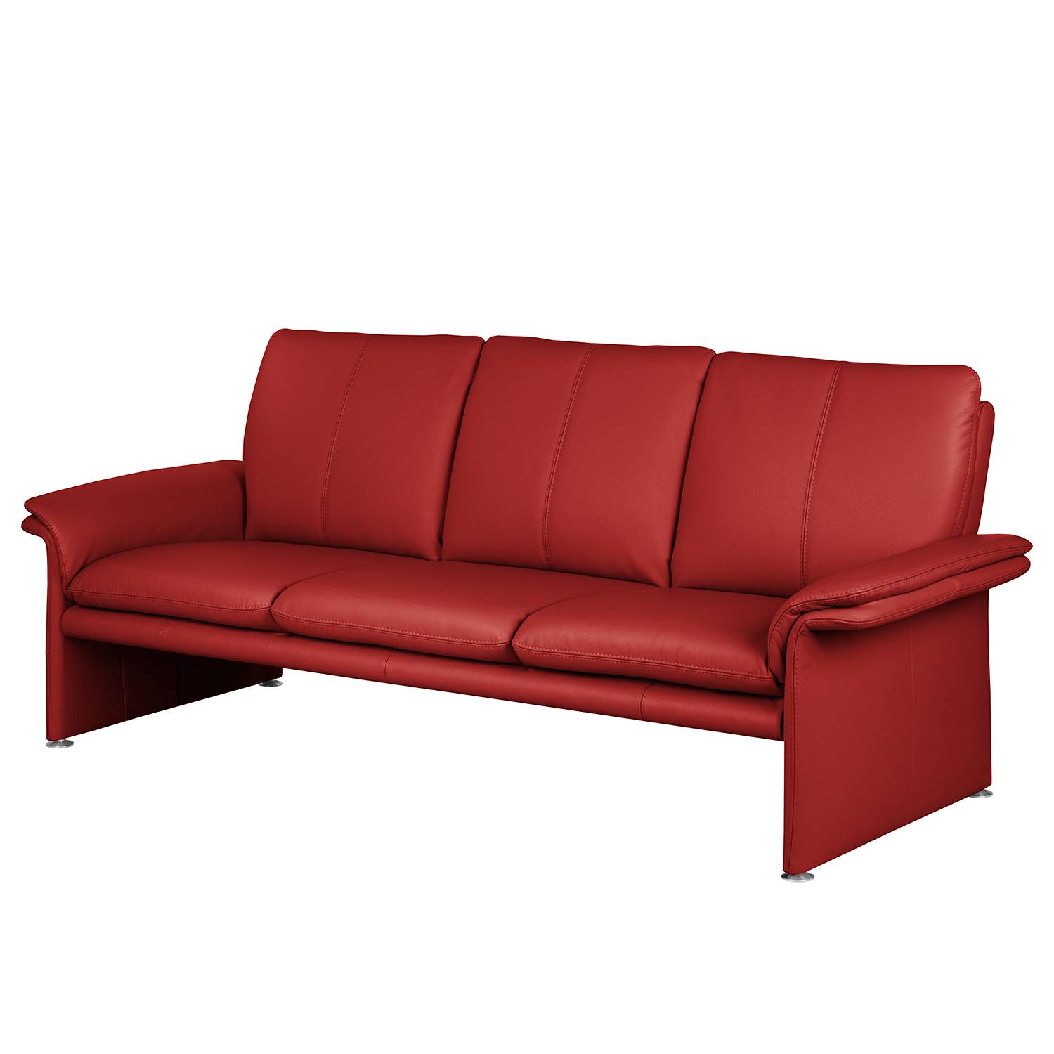 Modoform Sofa Capri 3-Sitzer Rot Echtleder 214x90x88 cm (BxHxT) Modern von home24