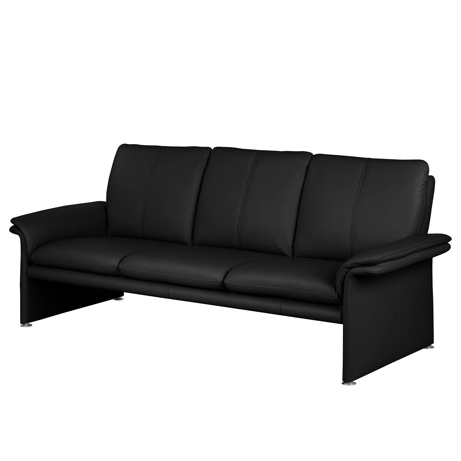 Modoform Sofa Capri 3-Sitzer Schwarz Echtleder 214x90x88 cm (BxHxT) Modern von home24