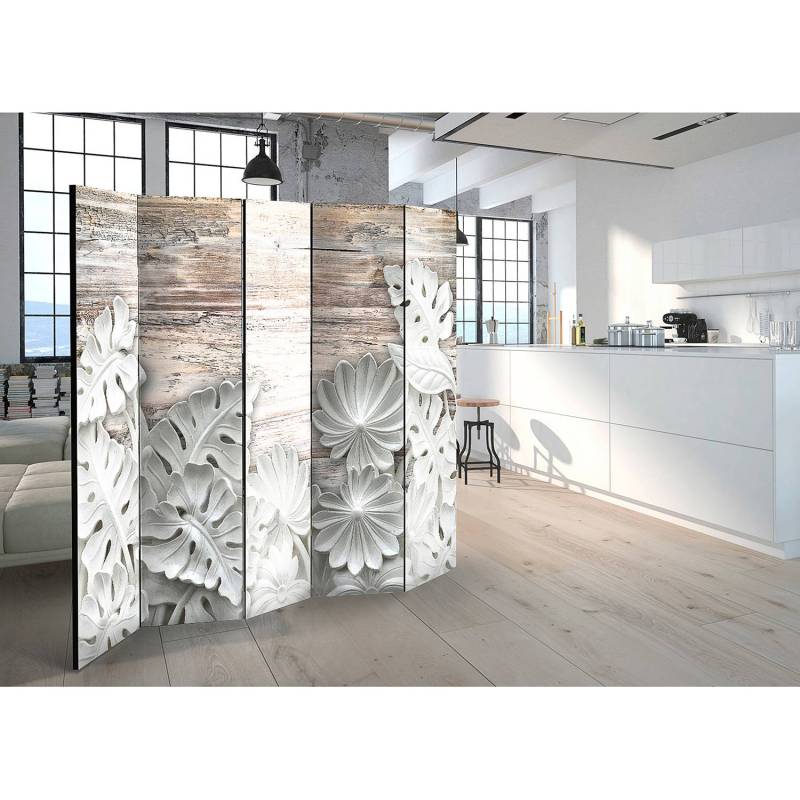 home24 Paravent Alabastrine Grove Vlies / Buche Weiß 225 x 172cm von home24