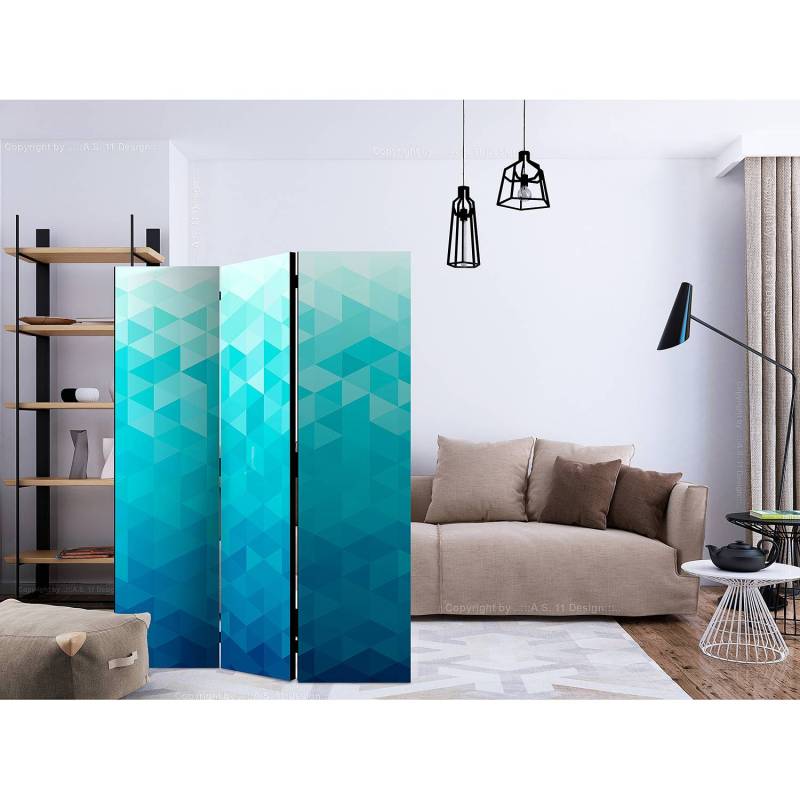 home24 Paravent Azure Pixel Vlies / Buche Türkis 135 x 172cm von home24