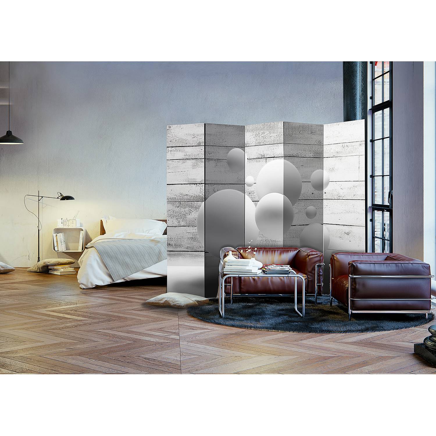 home24 Paravent Balls I Vlies / Buche Grau 225 x 172cm home24 Paravent Balls I Vlies / Buche Grau 225 x 172cm von home24
