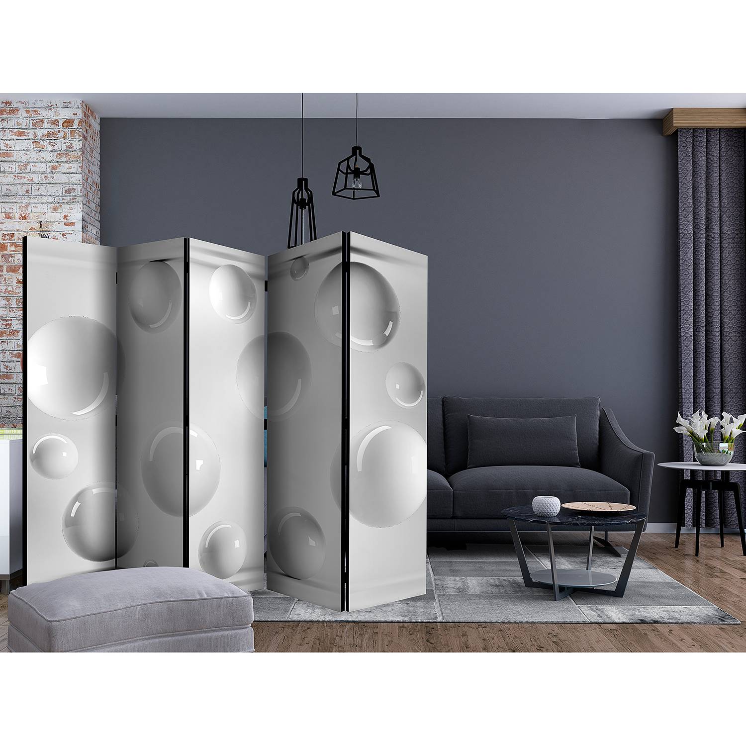 home24 Paravent Balls II Vlies / Buche Grau 225 x 172cm home24 Paravent Balls II Vlies / Buche Grau 225 x 172cm von home24