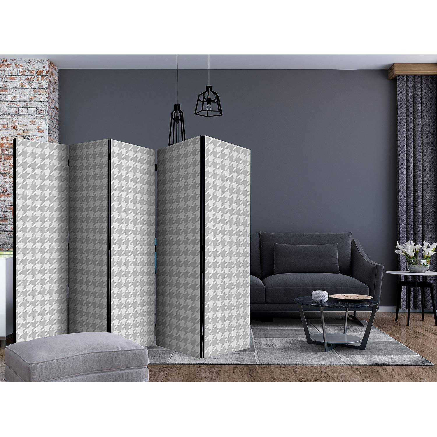 home24 Paravent Dogtooth Check Vlies / Buche Grau 225 x 172cm home24 Paravent Dogtooth Check Vlies / Buche Grau 225 x 172cm von home24