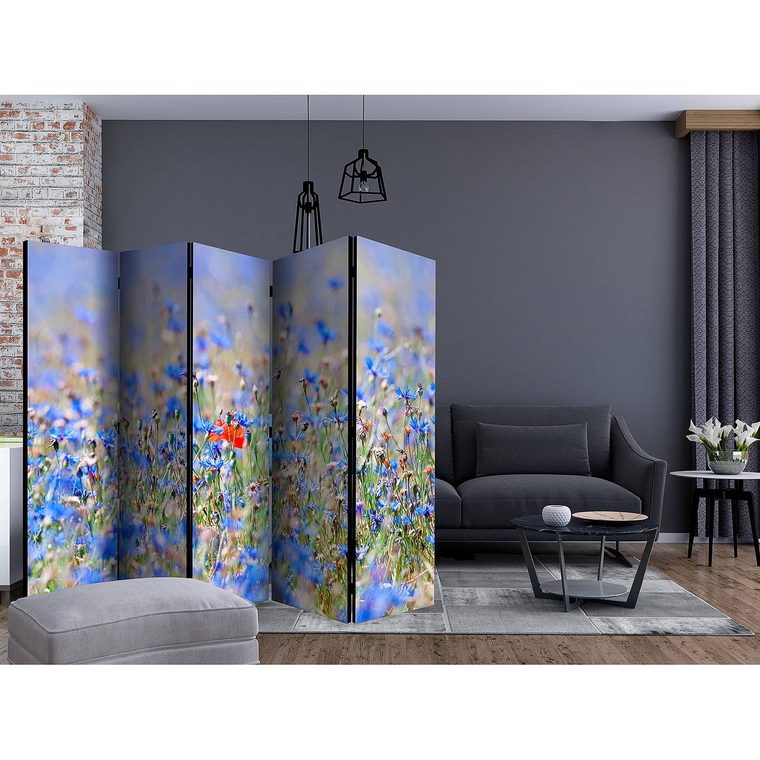 home24 Paravent Meadow Cornflowers Vlies / Buche Multicolor 225 x 172cm home24 Paravent Meadow Cornflowers Vlies / Buche Multicolor 225 x 172cm von home24
