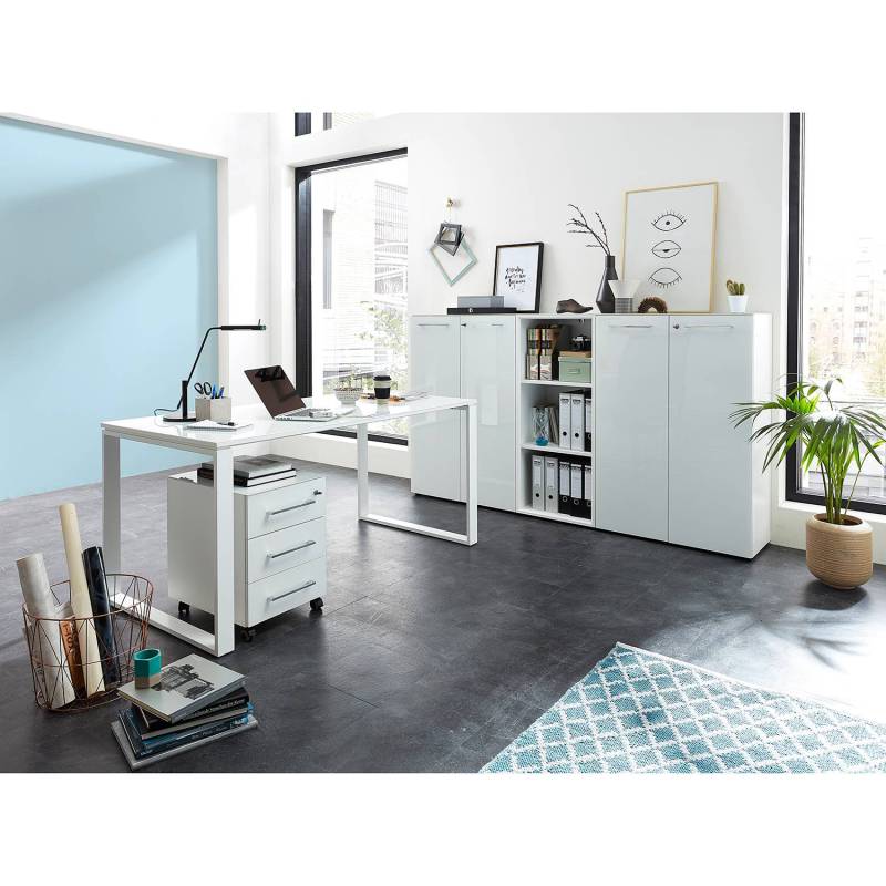 home24 Rollcontainer Monteria 40 x 55 x 50cm Weiß Weiß von home24