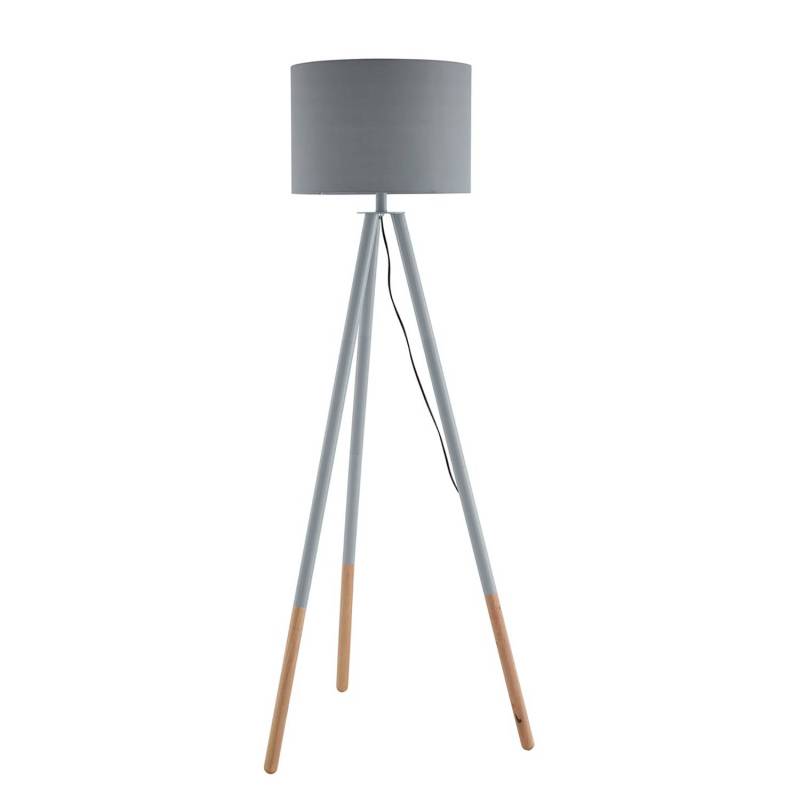 home24 Stehleuchte Vereda II 65 x 154 x 65cm Grau Mischgewebe E27 von home24
