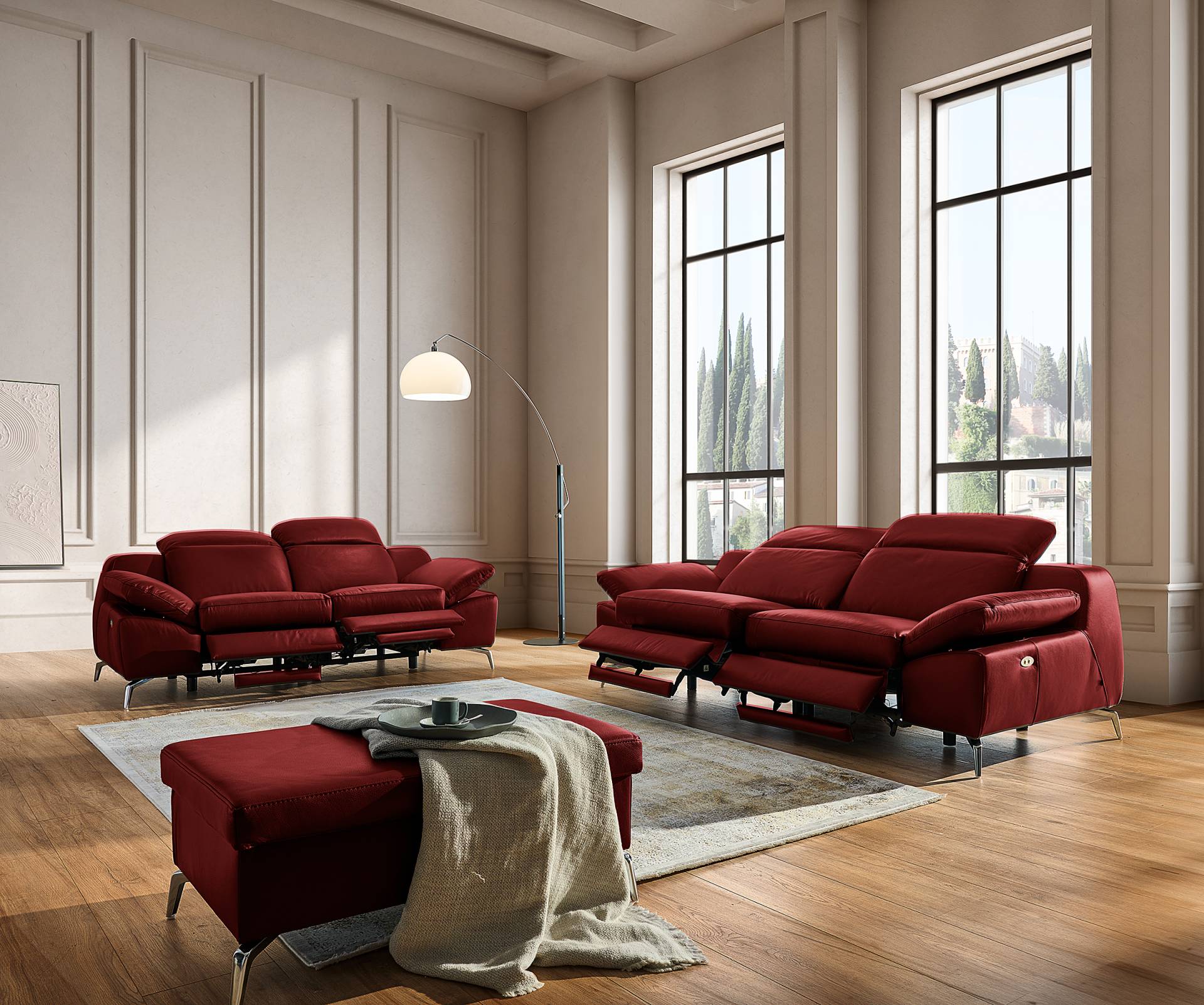 home24 2-Sitzer Sofa Rot Echtleder Domna 194 x 83 x 110cm Chrom glänzend Modern home24 2-Sitzer Sofa Rot Echtleder Domna 194 x 83 x 110cm Chrom glänzend Modern von home24