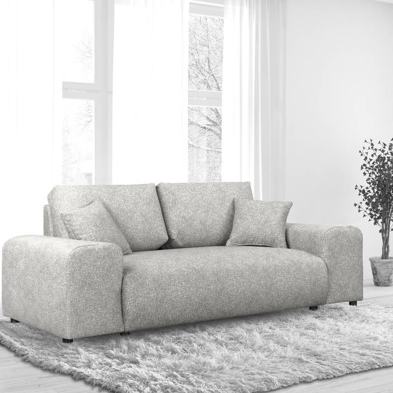 home24 2-Sitzer Sofa Silber Strukturstoff Blerta 178 x 79 x 108cm Modern von home24