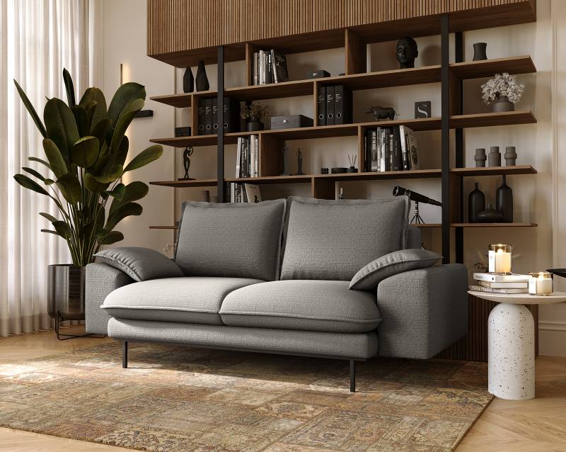 home24 2-Sitzer Sofa Tivol Grau Strukturstoff Pamira 195 x 92 x 97cm Modern von home24
