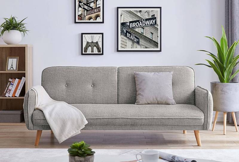 home24 3-Sitzer Sofa Calgara Grau/Grau Strukturstoff 188 x 80 x 85cm von home24