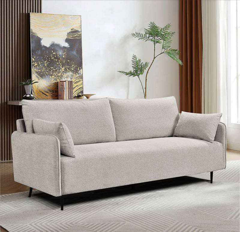 home24 3-Sitzer Sofa KOLAKO Grau Webstoff Analyn 193 x 87 x 83cm Modern von home24