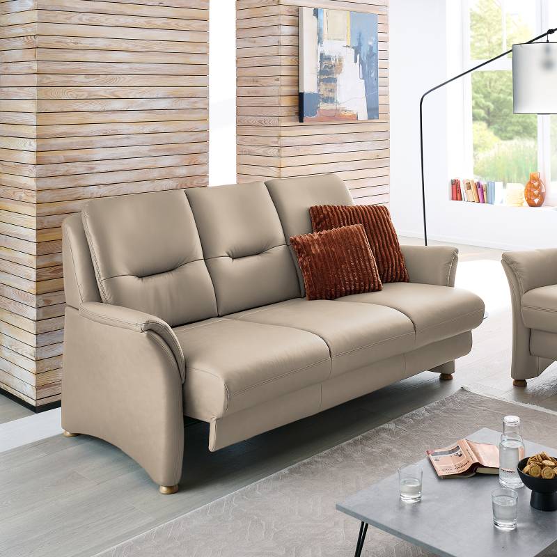 home24 3-Sitzer Sofa Lipessa Beige Echtleder Tomma 194 x 98 x 89cm Keine Funktion Relaxfunktion Modern von home24