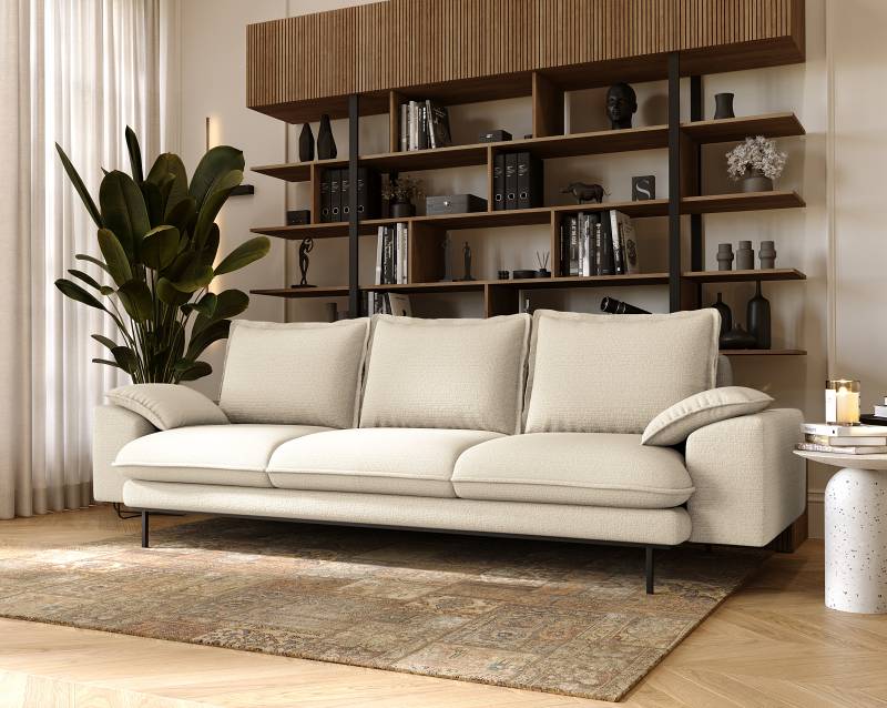 home24 3-Sitzer Sofa Tivol Beige Strukturstoff Pamira 267 x 92 x 97cm Modern von home24