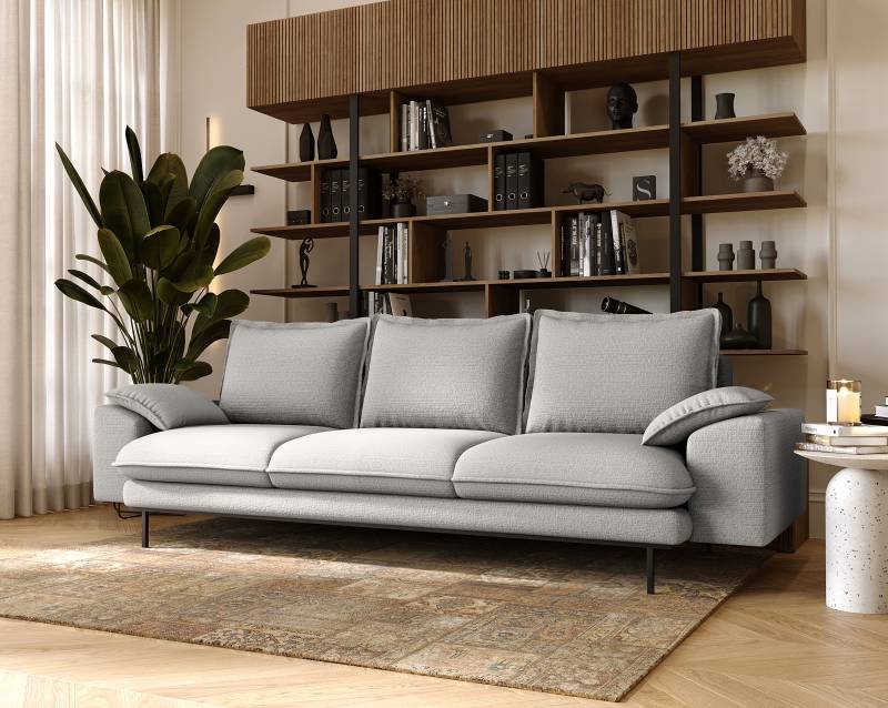 home24 3-Sitzer Sofa Tivol Grau Strukturstoff Pamira 267 x 92 x 97cm Modern von home24