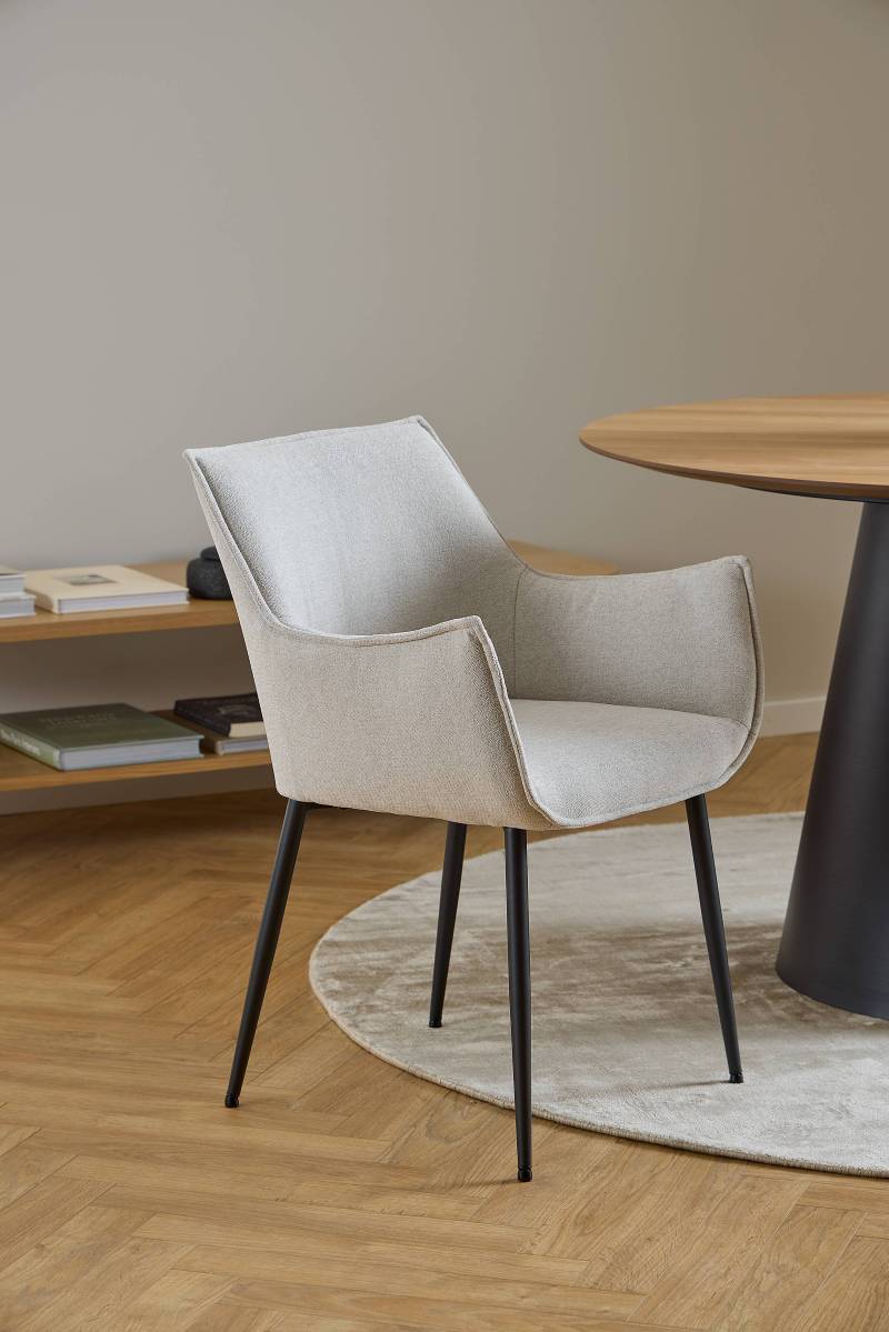 home24 Armlehnenstuhl Baisia 2er-Set 56 x 83 x 56cm Weiß/Cremeweiß von home24