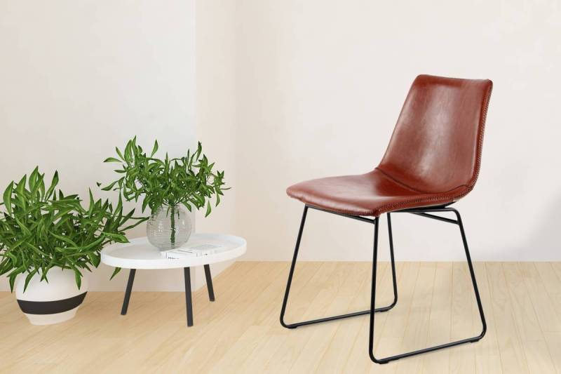 home24 Armlehnenstuhl Caila 2er-Set 48 x 82 x 56cm Messing/Kaffeebraun von home24