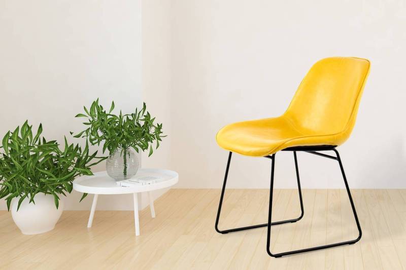 home24 Armlehnenstuhl Cora 2er-Set 50 x 81 x 63cm Gelb/Gelb von home24