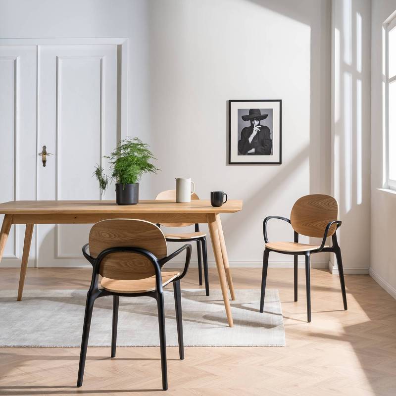 home24 Armlehnenstuhl Day 2er-Set 56 x 81 x 52cm Schwarz/Eiche Dekor home24 Armlehnenstuhl Day 2er-Set 56 x 81 x 52cm Schwarz/Eiche Dekor von home24