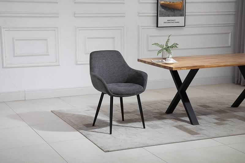 home24 Armlehnenstuhl Drua 2er-Set 64 x 86 x 59cm Grau/Anthrazit von home24