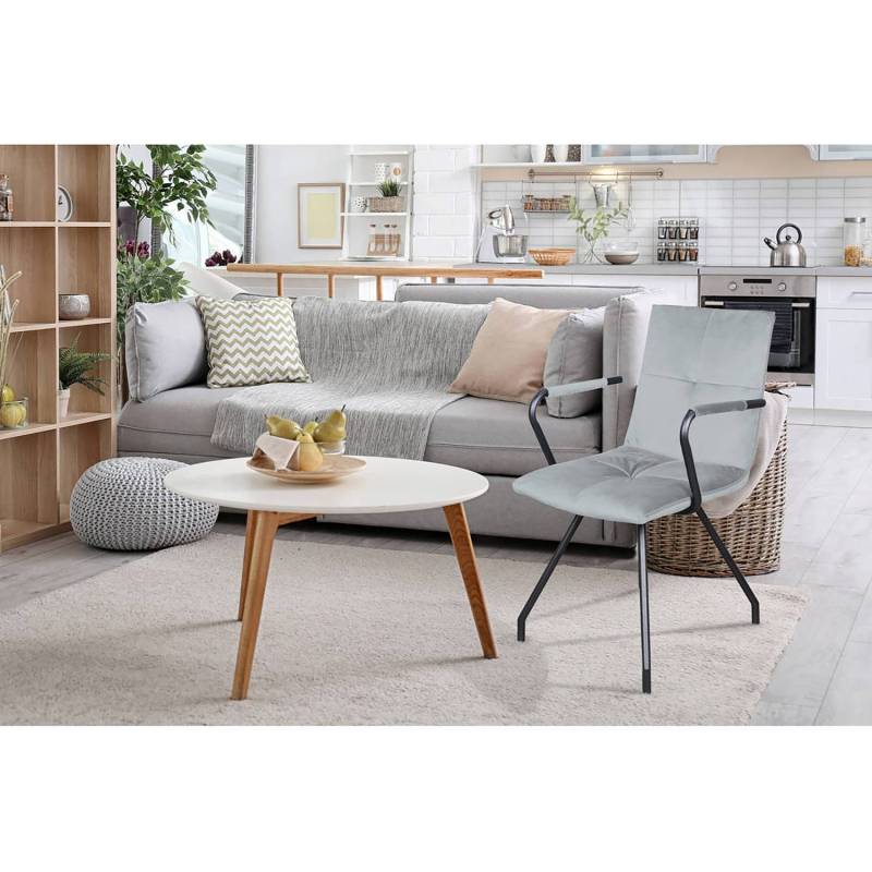 home24 Armlehnenstuhl Eaden 2er-Set 50 x 87 x 60cm Grau/Grau von home24