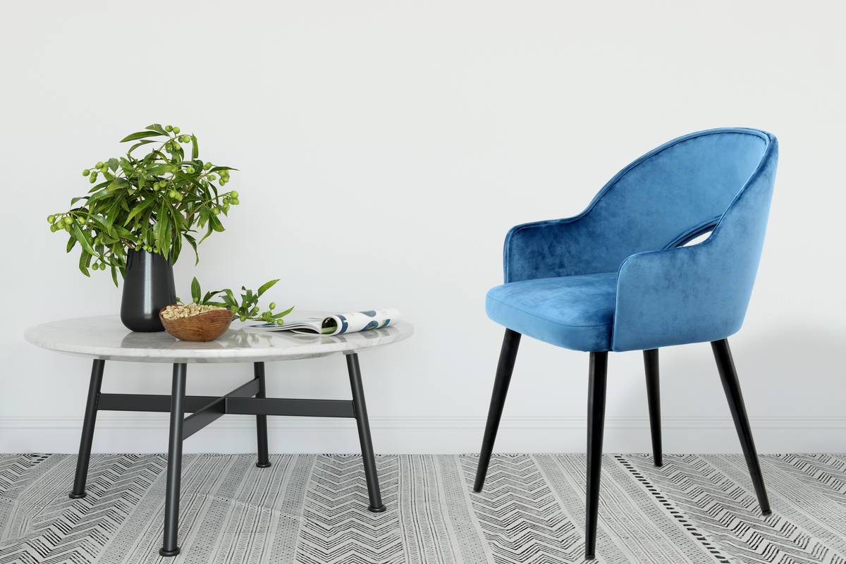 home24 Armlehnenstuhl Joris 2er-Set 55 x 77 x 58cm Blau/Blau von home24