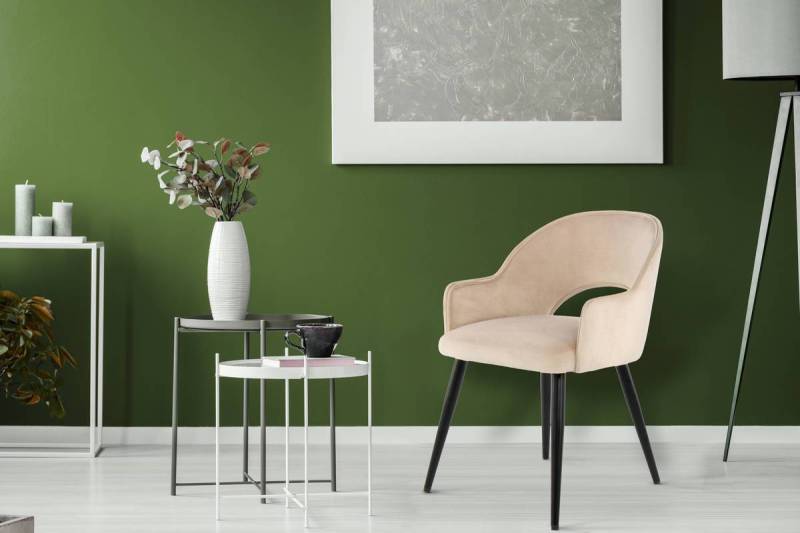 home24 Armlehnenstuhl Joris 2er-Set 55 x 77 x 58cm Messing/Champagner von home24