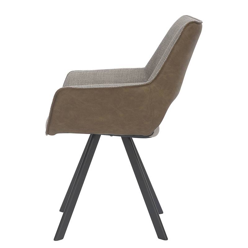 home24 Armlehnenstuhl KISEL 2er-Set 61 x 87 x 64cm Braun/Braun von home24