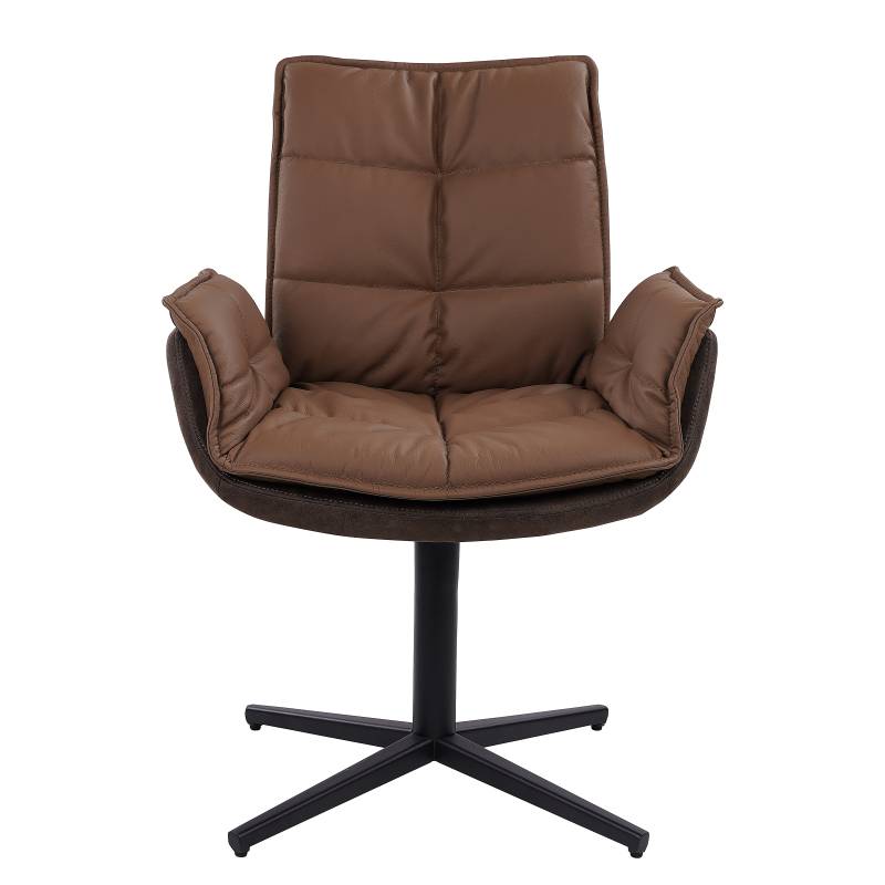 home24 Armlehnenstuhl Maoate 2er-Set 65 x 88 x 65cm Schwarz/Braun/Braun von home24