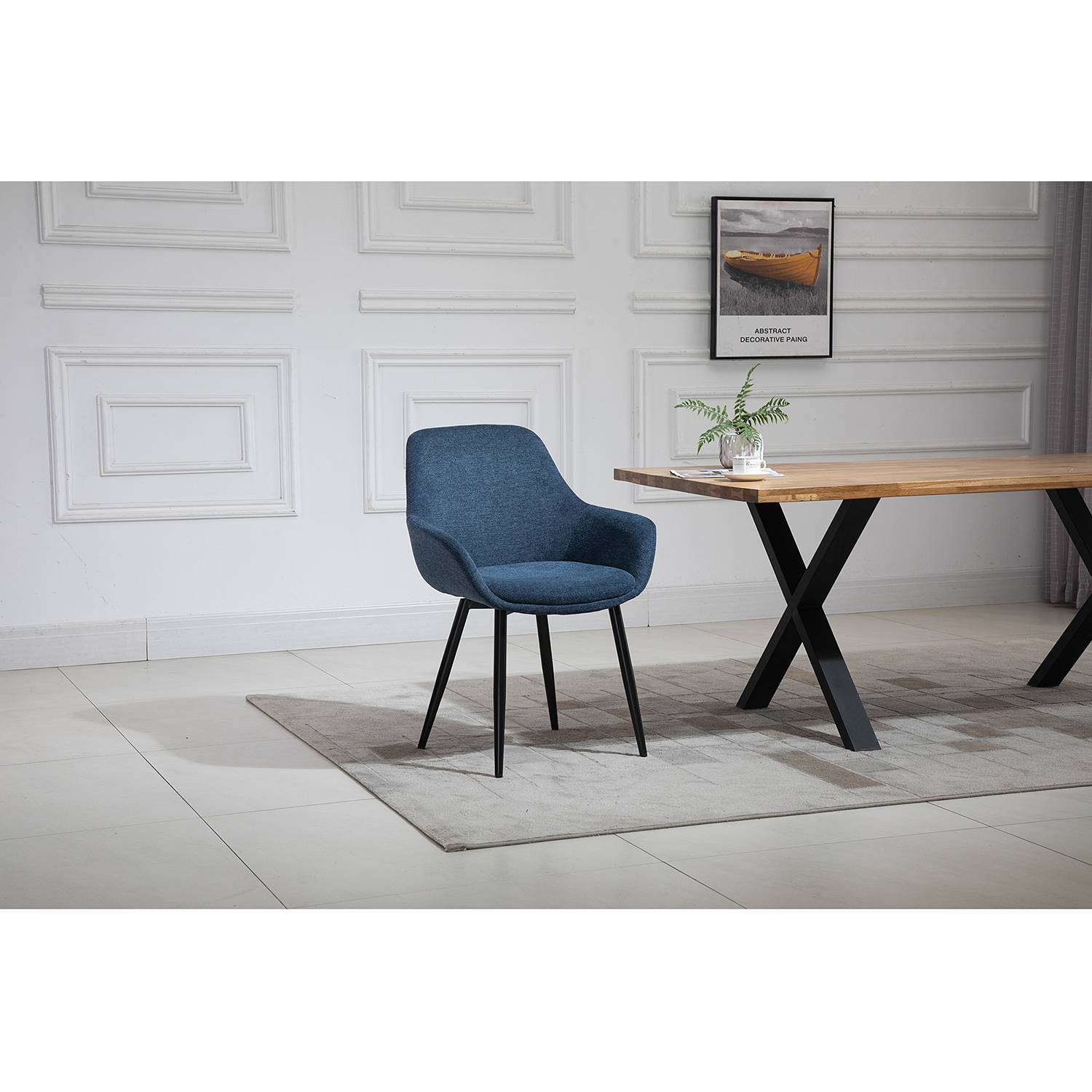 home24 Armlehnenstuhl Mineros 2er-Set 64 x 86 x 59cm Blau/Jeansblau von home24